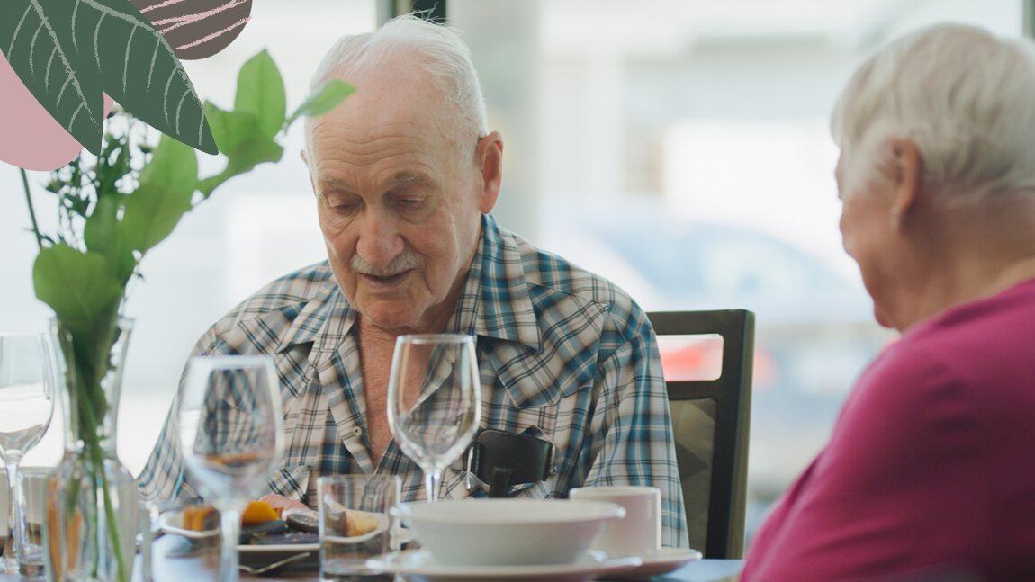 An elderly couple eating soft meals for seniors