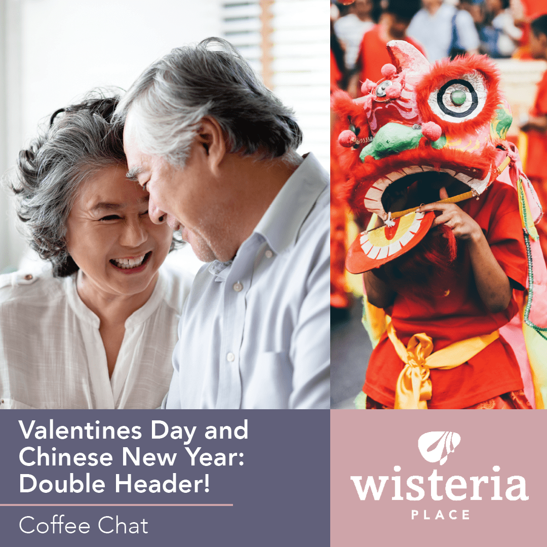 A Chinese couple enjoying Lunar New Year festivities at Wisteria Place senior living