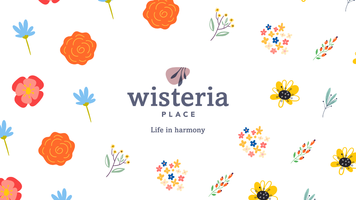 A logo of Wisteria place