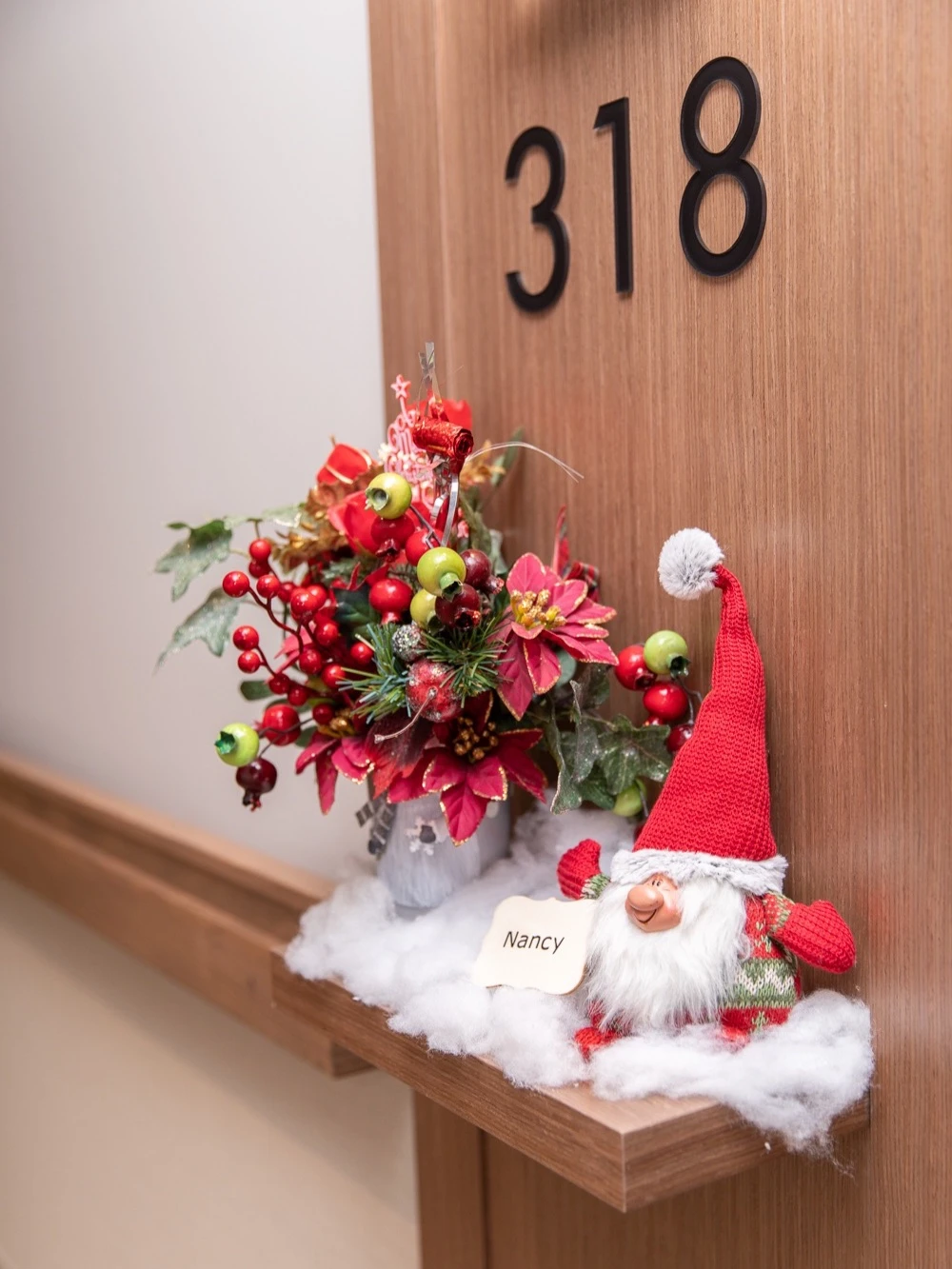 Christmas door decoration outside senior apartments
