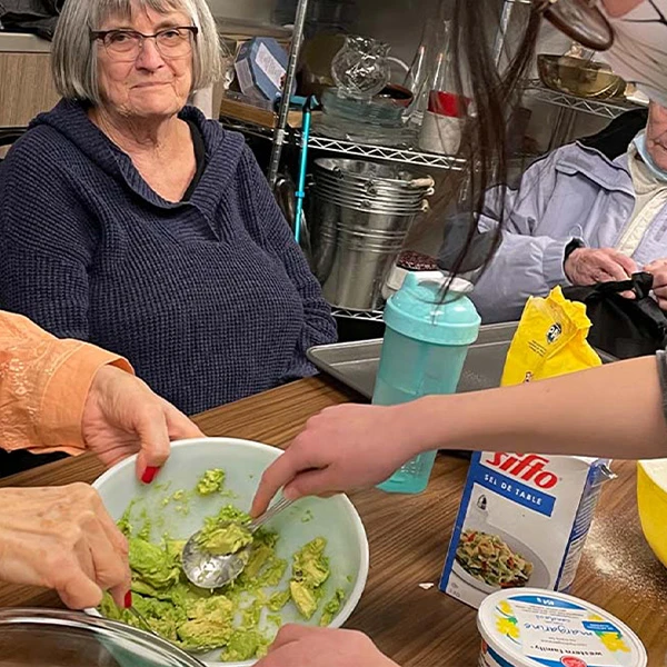 Seniors cooking together