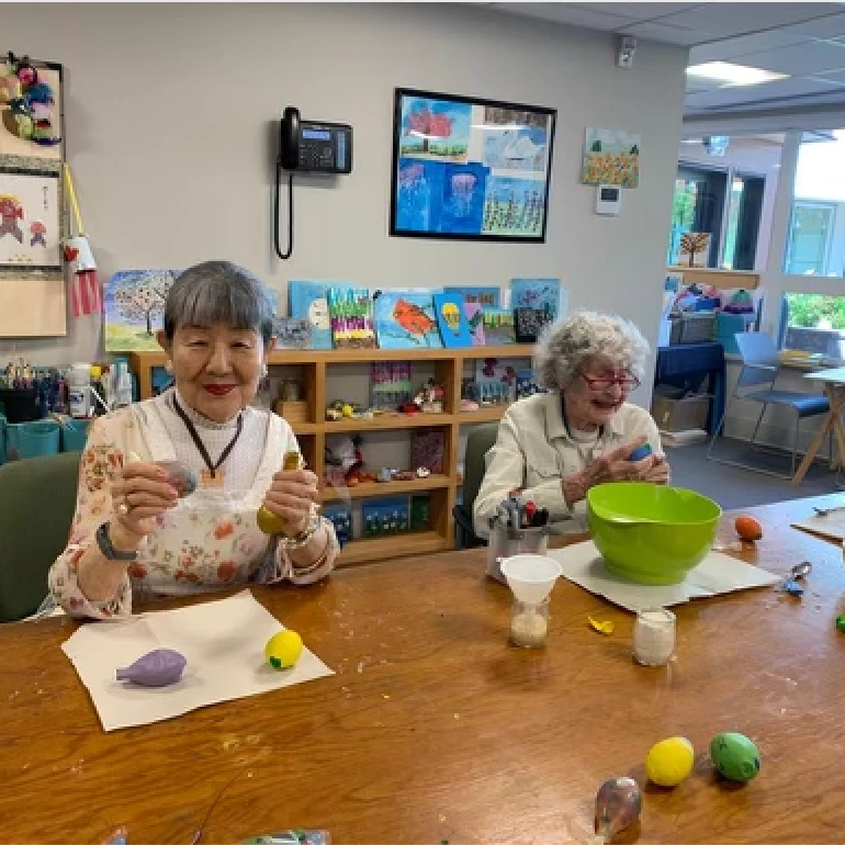 Seniors assembling some crafts